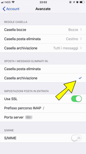 Come inviare al cestino la posta Gmail su iPhone anziché in archivio