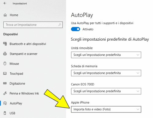 Come impedire l'apertura automatica di Foto quando inseriamo l'iPhone nel PC