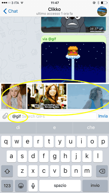 Come inviare gif animate con Telegram su iPhone