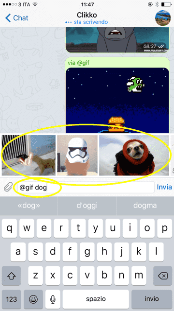 Come inviare gif animate con Telegram su iPhone