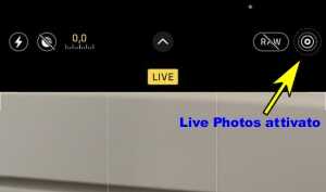 Fotografare cascate, fiumi e mari setosi a lunga esposizione con un iPhone, Live Photos attivato