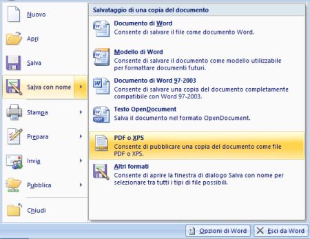 Come convertire un file word in pdf