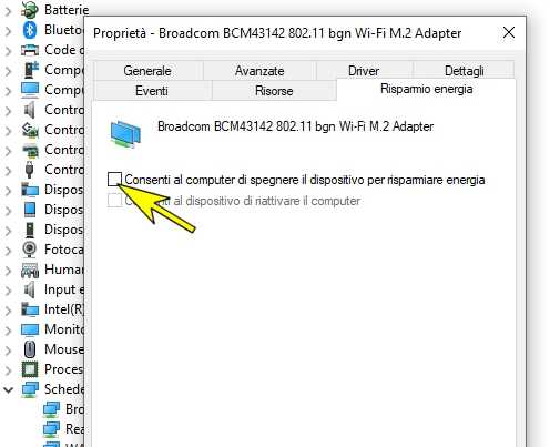 Problema di connessione wireless del pc dopo la sospensione