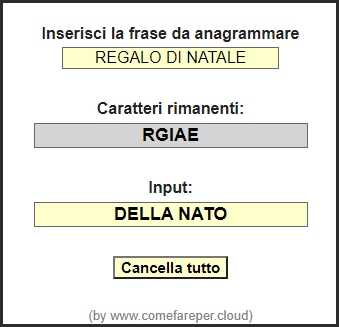 Programma per creare o risolvere anagrammi senza carta e penna